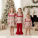 Matching kids Christmas trees deers  long sleeve clothing
