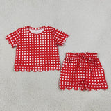 Matching Baby girls team short sleeve scalloped shorts outfits