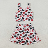 Matching RTS girls CHEER vest skirt outfits yoga