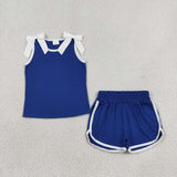 Matching Baby girls team sleeveless bow shorts outfits cotton