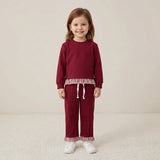 GLP3829 girls solid marnoon pants ruffle outfits cotton