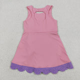 GSD3028 girls purple bow pink sleeveless Dress yoga