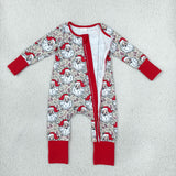 LR3345 baby boys Chriatmas Santa camo long sleeve zipper romper