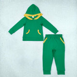 Matching Baby Girls solid ruffle hooded long sleeves pants outfits