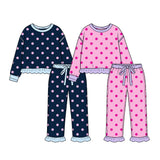 9.16 Pre-order girls dots ruffle long sleeve bell pants outfits
