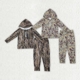 Matching Baby boys camo zipper hooded outfits