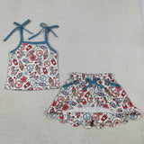 GSD3827 Baby girls July Fourth silp scalloped skirt outfits