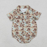 Matching Baby boys camo button long sleeve romper