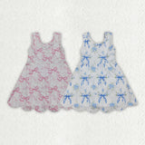 Matching Baby girls pink blue sleeveless scalloped dress yoga
