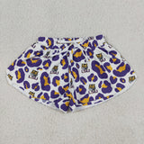SS0821  baby LSU tiger purple leopard shorts yoga