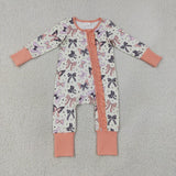 Matching Baby girls Halloween bow romper & furry pajamas clothing