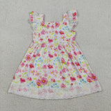 GSD3313 Baby girls Ester flower flying sleeve dress embroidery