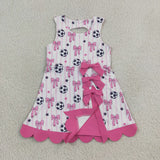 GSD4100 girls soccer bow stripe sleeveless scalloped dress yoga