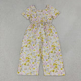 SR4196 baby girls flower short sleeve Jumpsuit