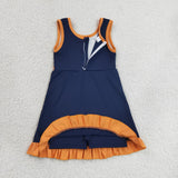 GSD4131 girls navy orange sleeveless floral dress yoga