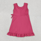 GSD3766 girls rose bow sleeveless floral dress yoga
