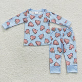 Family Matching Christmas cake tree blue and pink adult and kids pajamas