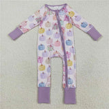 Matching Baby girls fall pumpkin purple long sleeve clothing