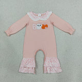 Matching girls Halloween BOO long sleeve clothing embroidery