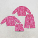 Matching girls hot pink branch long sleeve kids clothing
