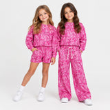 Matching girls hot pink branch long sleeve kids clothing