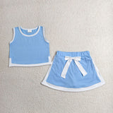 GSD3828 Girls blue sleeveless skirt outfits