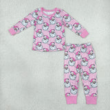 Matching Baby girls Christmas Santa pink stripe long sleeve clothing