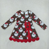 GLD1679 girls Christmas Santa long sleeve bow dress yoga
