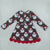 GLD1679 girls Christmas Santa long sleeve bow dress yoga
