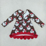 GLD1679 girls Christmas Santa long sleeve bow dress yoga