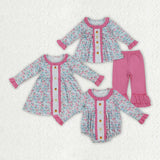 Matching girls fall Turkey Pumpkins long sleeve clothing embroidery