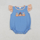 Matching  Baby boys girls pumpkin puppy blue clothing embroidery