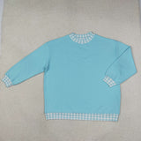 Matching Adult solid long sleeve plaid mock neck top cotton