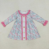 Matching girls fall Turkey Pumpkins long sleeve clothing embroidery