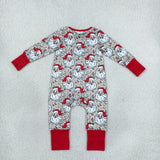 LR3345 baby boys Chriatmas Santa camo long sleeve zipper romper