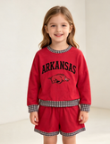 Pre-order GLS0167 girls ARKANSAS red long sleeve shorts  outfits vinyl
