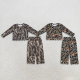 Matching girls camo long sleeves scalloped pants clothing