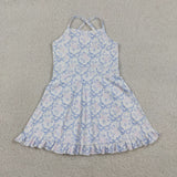 GSD2580 girls sleeveless floral pink  Dress yoga