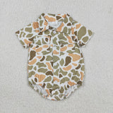 Matching Baby boys camo button long sleeve romper