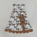GSD4008 girls deer camo bow sleeveless scalloped dress yoga