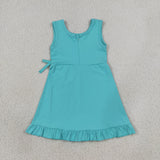 GSD3768 girls blue bow sleeveless floral dress yoga