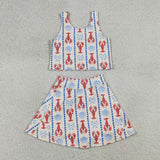 GSD3626 baby girls lobster sleeveless skirt Outfits yoga