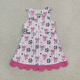 GSD4100 girls soccer bow stripe sleeveless scalloped dress yoga