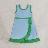 GSD4136 girls blue green sleeveless floral dress yoga