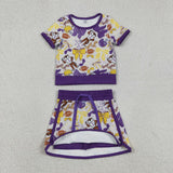 Matching Baby Girls team short sleeve skirt outfits yoga