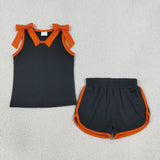 Matching Baby girls team sleeveless bow shorts outfits cotton