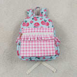 BA0217--floral and pink plaid backpack 10*13.9*4 inches