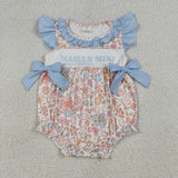 Matching  Baby boys girls flower blue summer romper outfits