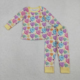 Matching Baby girls Valentine's love romper pajamas long sleeves