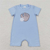 Matching  Baby boys girls baseball blue pink short sleeve checkered shorts outfits embroidery